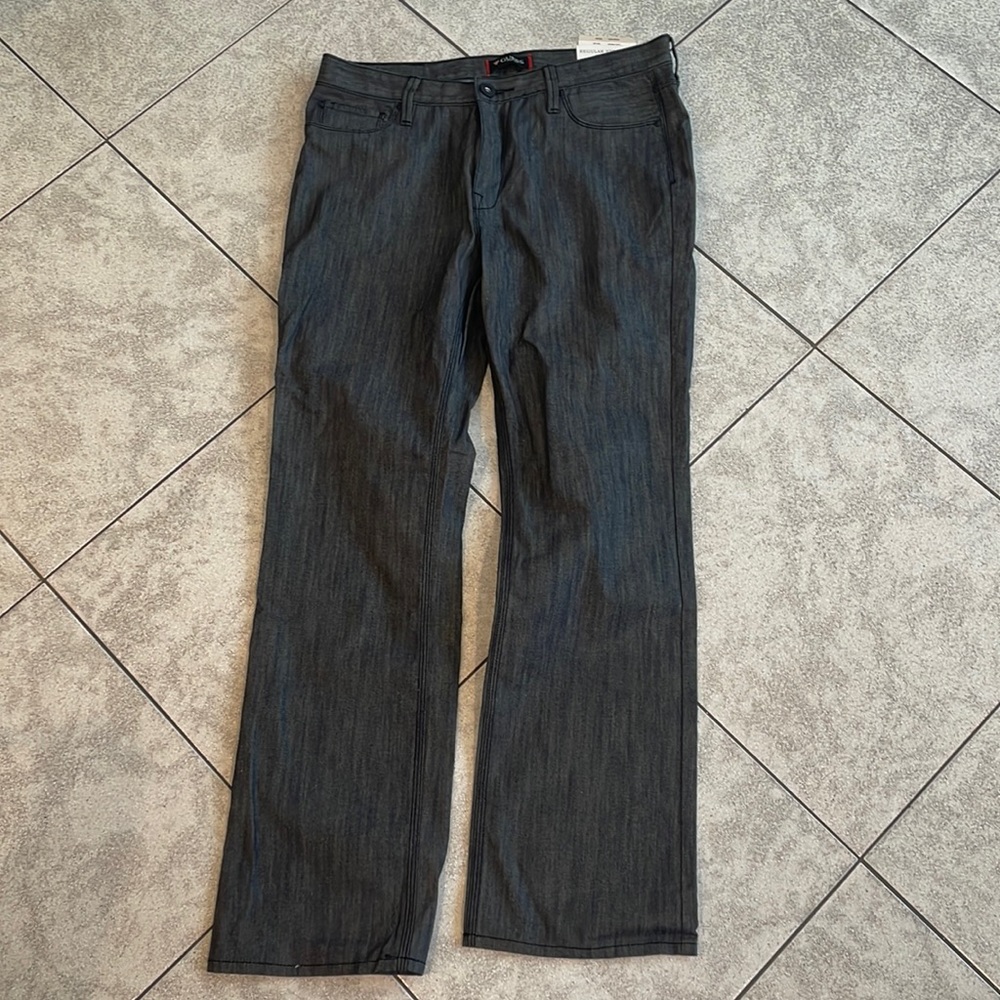 GUESS Mens Grey Regular Straight Crescent Fit Jeans SZ 36